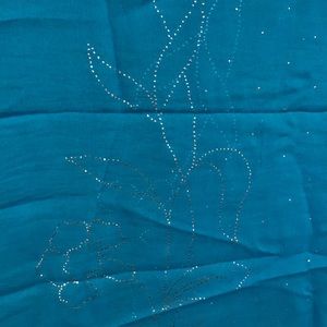 Very light chiffon blue sari